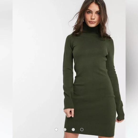 green cowl neck sweater dress Love Will Decide Sweater Dress main image 0